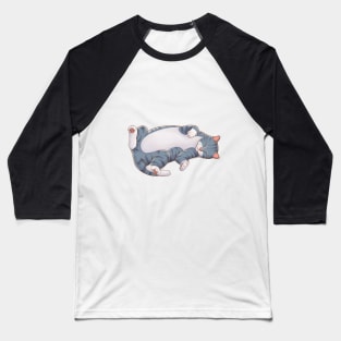 Sleepy Kitty (Grey) Baseball T-Shirt